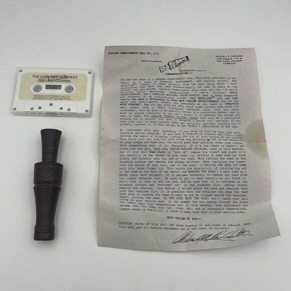 CCC Carlson Championship Calls Brown Duck Call With Lanyard, Tape + Paperwork - Picture 1 of 15